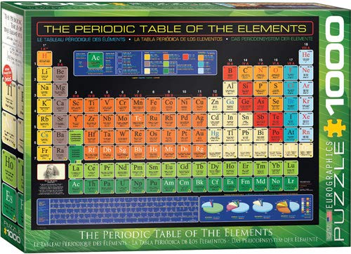 Tavola periodica degli elementi, 1000 pezzi, puzzle + cornice in alluminio per 1000 pezzi