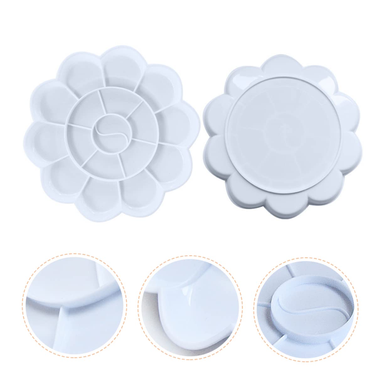 8 Palettes De Mélange Pour Peinture Aquarelle - Plastique Blanc Et Bleu, Pour Artistes Et Débutants
