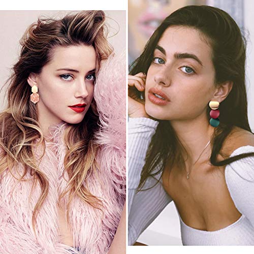 FIFATA 18 Pairs Vacation Statement Earrings for Women Straw Rattan Earrings Acrylic Resin Hoop Drop Dangle Earrings Set Hypoallergenic for Sensitive Ears - Image 4