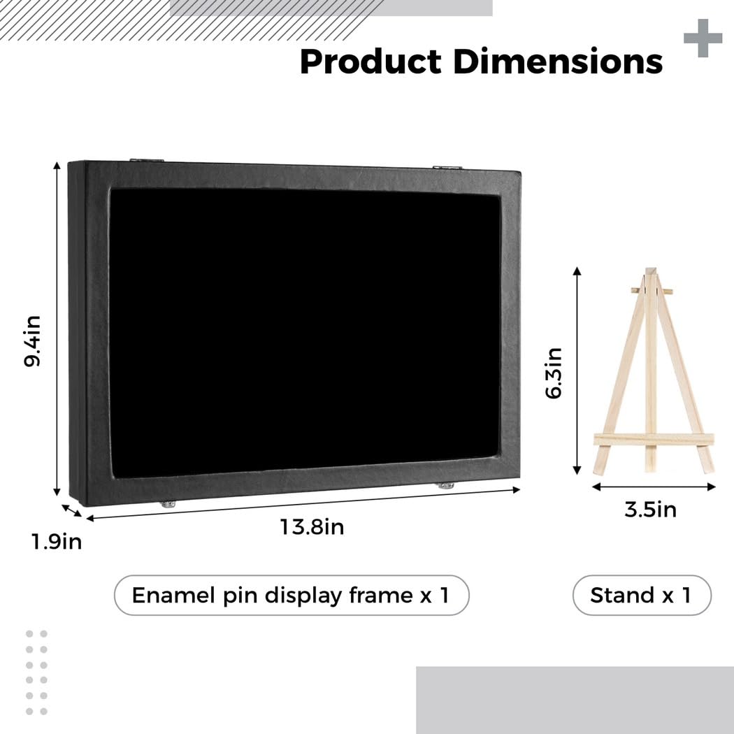 13,8 x 9,4 cornice di visualizzazione di Pin dello smalto, contenitore per esposizione elegante per i perni, i distintivi, le medaglie ed i gioielli