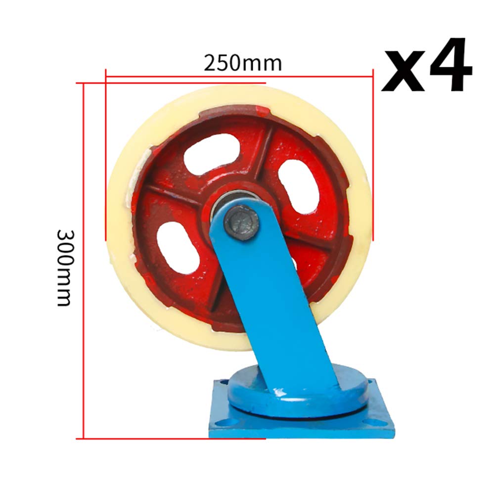 Ruedas de Alta Resistencia, Nylon con núcleo de Hierro/Ancho 70 mm Carretilla universales / 1000 kg de Carga/Placa Inferior de 130 * 130, Cuatro cargadas