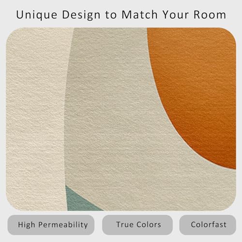 Tapis à poils courts doux style années 50 orange et antidérapant