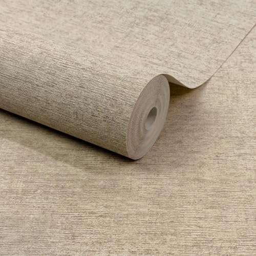 Image of Grandeco Boutique Dakota Luxury Embossed Wallpaper, Natural Linen