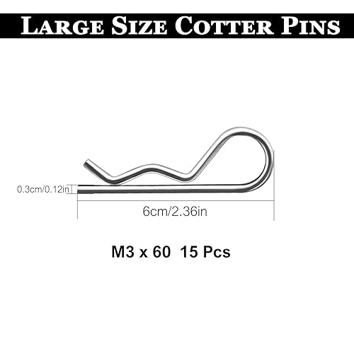 Miniatura 9 de Kit surtido de 24 pasadores de chaveta, clips R resistentes chapados en zinc, kit surtido de pasadores de enganche, clips de chaveta para sistema de