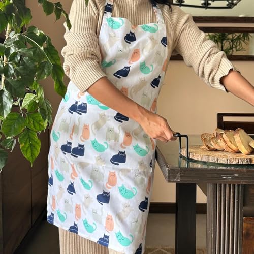 Image of Oak & Lily 100% Cotton Kitchen Apron | Fully washable with large front pocket | European quality | Made for Indian sizes