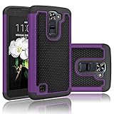 Tekcoo LG Treasure LTE Case, LG K7 Case, LG Tribute 5 Case, [Tmajor] [Purple] Shock Absorbing Hybrid Rubber Plastic Impact Defender Rugged Hard Cases Cover Shell for LG Tribute 5 / K7 / Treasure