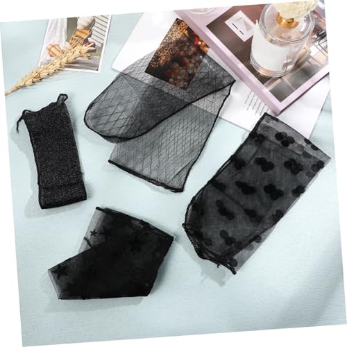 BESTOYARD 4 Pairs Women Ankle High Socks Sheer Slouch Socks Transparent Lace Socks, Black, Medium2