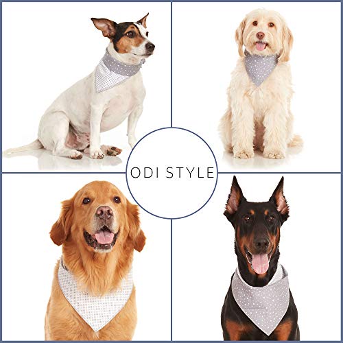 Odi Style Dog Bandana - Reversible Dog Bandana For Small Sized Dog, Cotton Grey Polka Dot And Star Printed Handkerchiefs, Scarfs, Bandanas, Accessories For Small Dogs, Cats, Puppies, Single Piece #TOP4