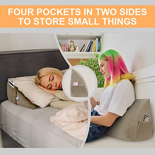Aurako Twin Size Bed Wedge Pillow Headboard Pillow Mattress Wedge Bed Gap Filler Triangle Back Cushion Memory Foam Wedges Body Positioners For Sleeping Body Lumbar Backrest Reading Bolster Pillow #TOP2