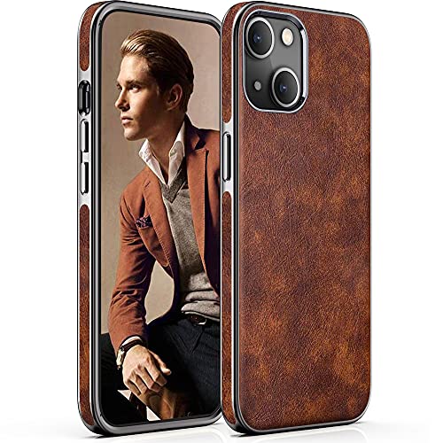 LOHASIC for iPhone 13 Case 6.1 inch Premium Leather Slim Luxury PU Soft Non-Slip Grip Flexible Bumper Shockproof Full Body Protective Cover Phone Cases for iPhone 13 5G (2021) - Vintage Brown