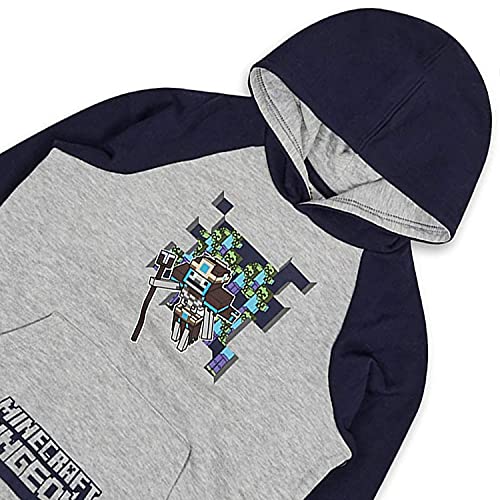 Minecraft Boys Video Game Hoodie - Black and Green Creeper Face - Official Sweatshirt (Grey Navy, XS-4)4