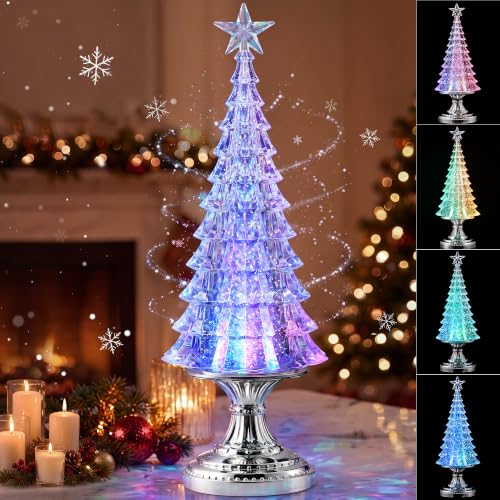 12.8'' Lighted Christmas Tree Water Snow Globe with Timer, Battery Operated
