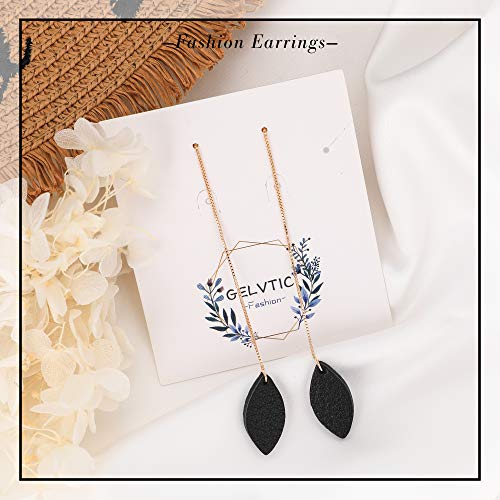 GELVTIC Leather Heart Earrings Dangle for Women Girls Trendy, Star Earrings Lightweight Fashion, Gifts for Her (51-Black) - Image 5