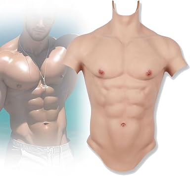 Realistic Silicone Chest Muscle Suit High Collar Men Six Pack Abs Chest Plate for Adult Men Cosplay Masquerade Costumes