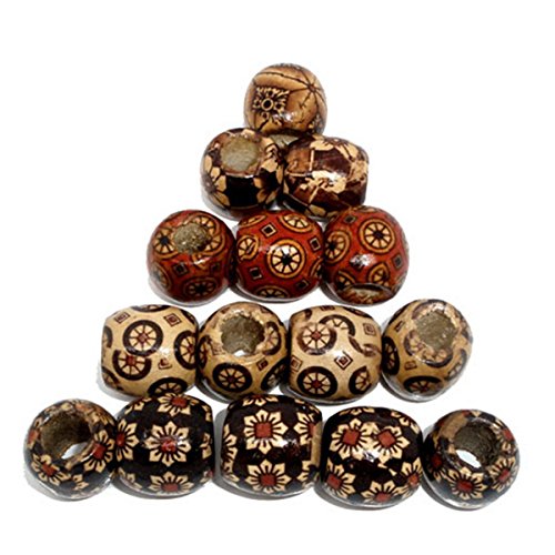 Housweety-100-Mixed-Painted-Drum-Wood-Spacer-Beads-17x16mm-Round-Loose-Wood-Beads-Bulk-for-Braids-African-Beads-for-Hair-Jewelry-Making-Craft-DIY-Macrame-Rosary-Bracelet-Necklace-Making