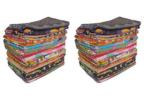 Vedant Designs 5 Pieces Vintage Blanket Wholesale Kantha Lot Indian Quilts Throw Hippie Bohemian Bedspread Old Saree Vintage Kantha
