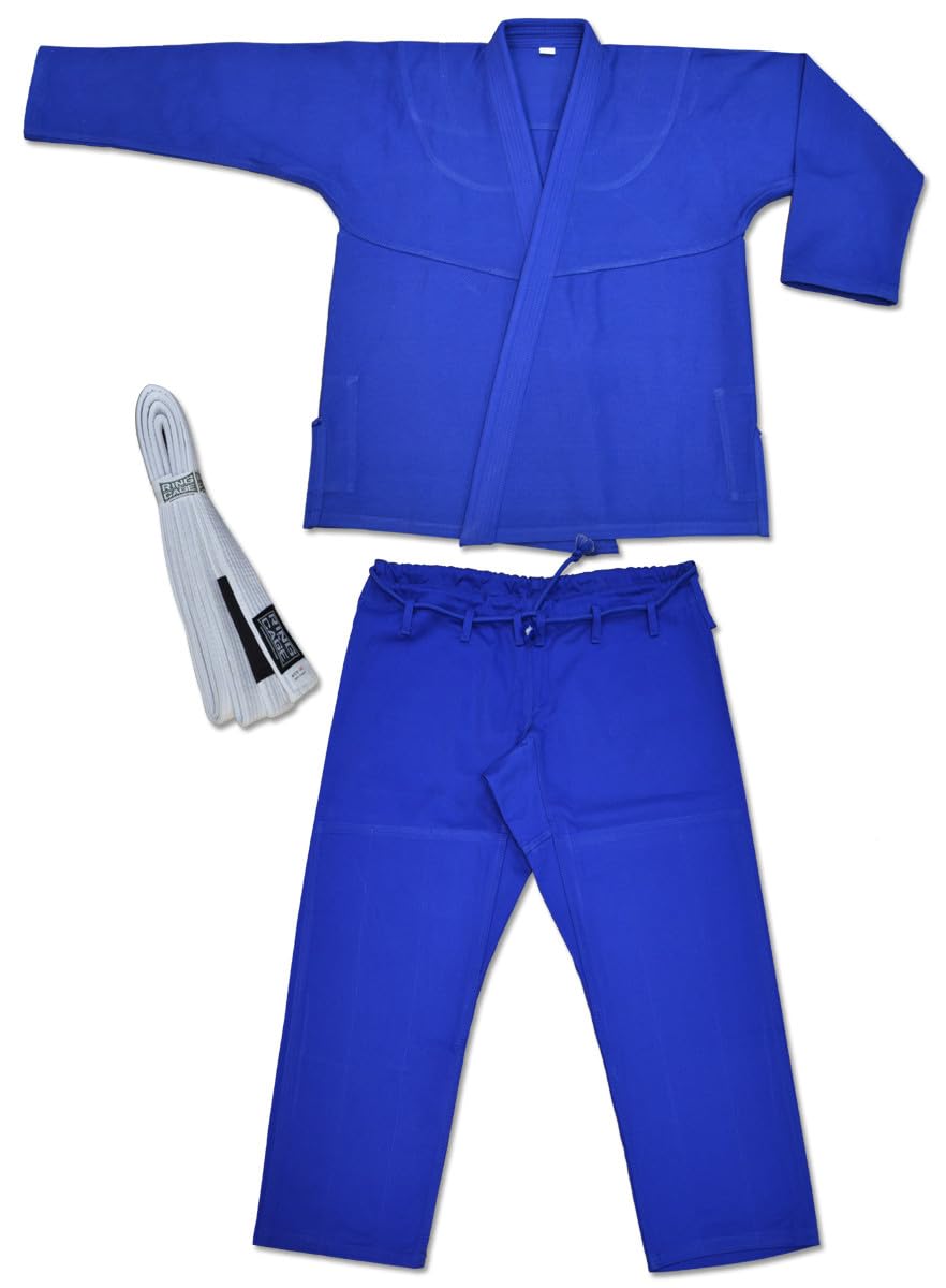 Ring to Cage All-Around Classic Brazilian Jiu Jitsu Gi Kimono with Free BJJ Belt (Blue, A4)