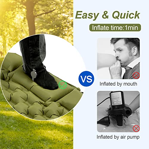 Image of Night Cat Inflatable Double Sleeping Pad Mat Bed with Foot Pump and Double Pillow for Camping Backpacking Hiking Ultra-Light Compact Comfortable 77 inchx 47 inch
