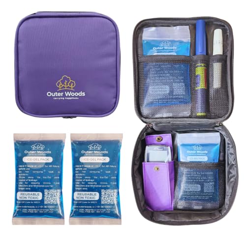 Image of Insulin Cooling Travel Bag for Diabetics | Two Ice Gel Packs | Keep Insulin Cool and Safe for 6-8 Hours | Cooler Pouch Case (Purple)