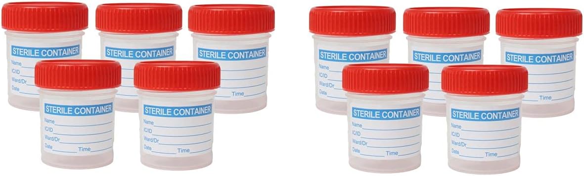 10 Sterile Specimen Cups are Each Individually Packed with a Screw Cap 2oz 50ml 10 Count (10)