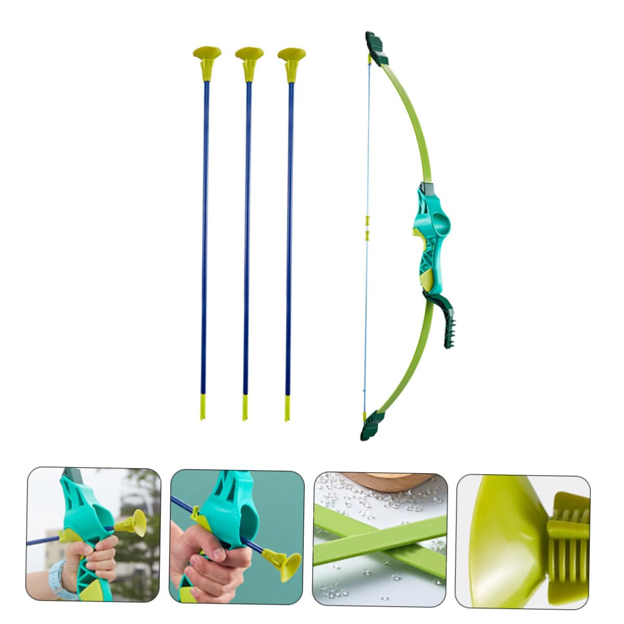 BESTonZON Jeu de Tir à l'arc Haute Résistance Arc Réglable en ABS Vert Flèches à Ventouse pour Extérieur