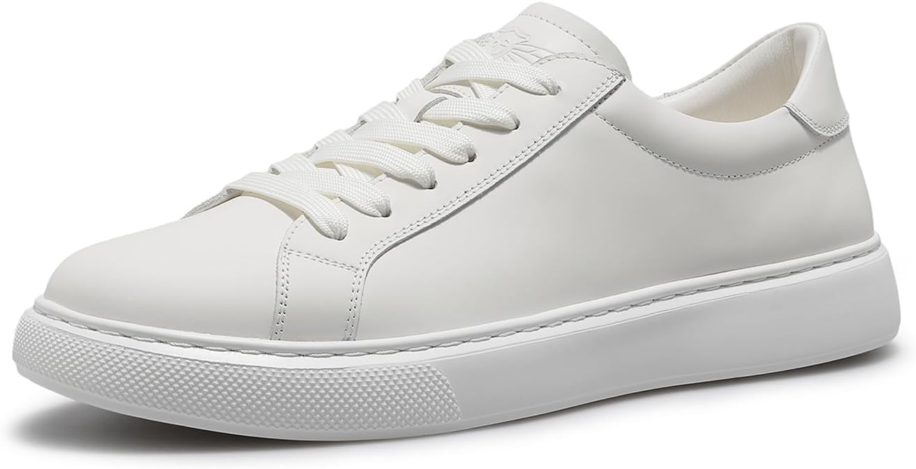 DESAI Classic Sneakers Breathable Leather Lace-Up Casual Shoes for Men