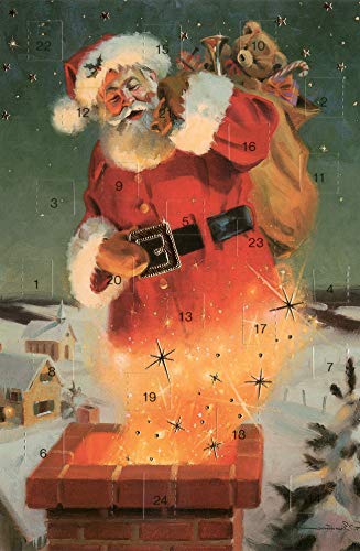 Nolstalgie Adventskalenderkarten Weihnachtsmann 5 Karten Grußkarten Goldprägung Kunstkarte Weihnachtskarte Adventskalender Frohe Weihnachten Retro