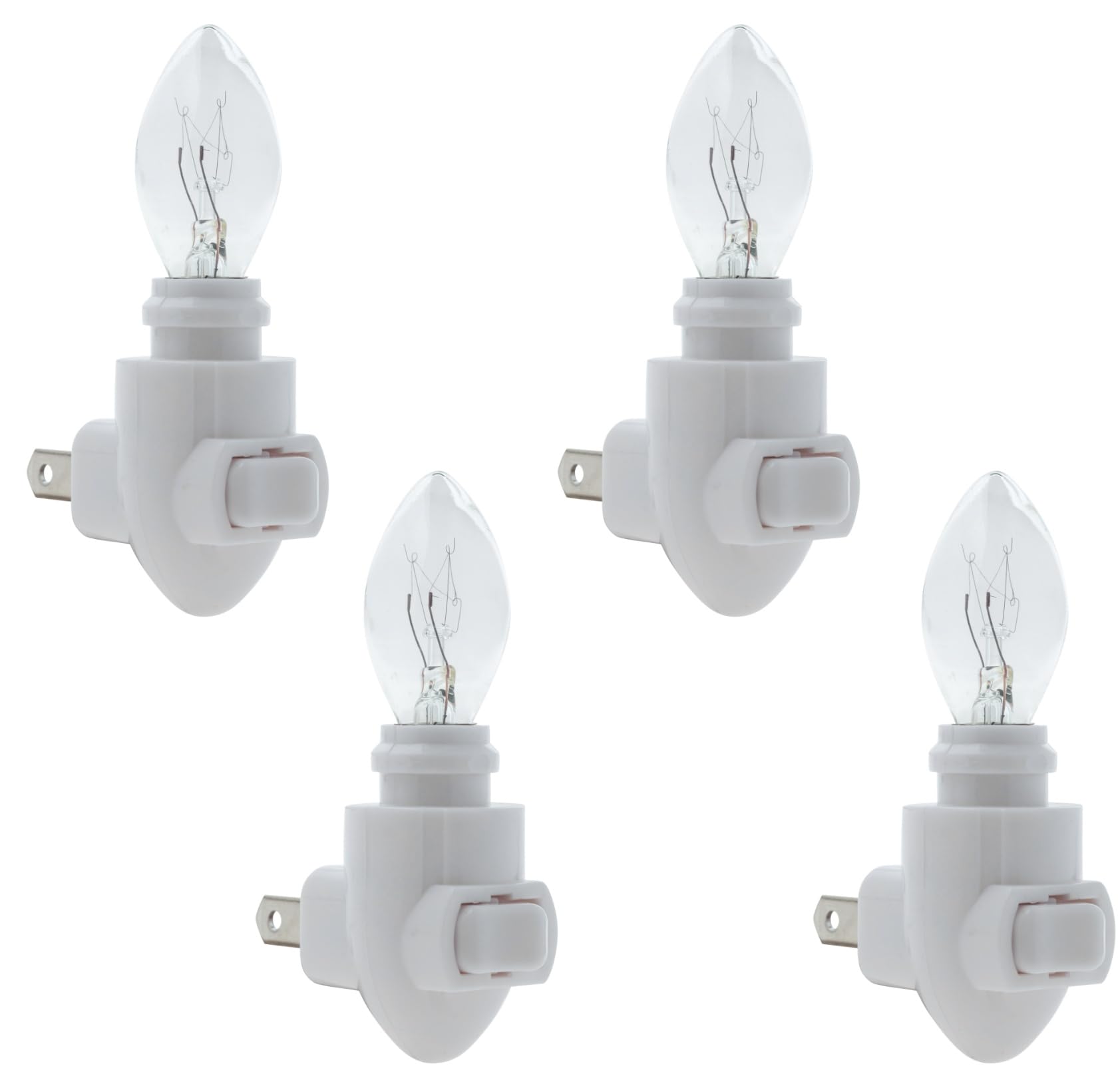 Projectpak Plug in Night Light Module Includes 4 Watt Bulb, White Plastic, Great for Making Your Own DIY Decorative Night Lights, Pack of 4