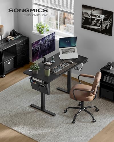 SONGMICS Elektrisch zit-sta bureau, in hoogte verstelbaar bureau, 4 geheugenhoogtes, opbergetui, voor kantoor - Afbeelding 3