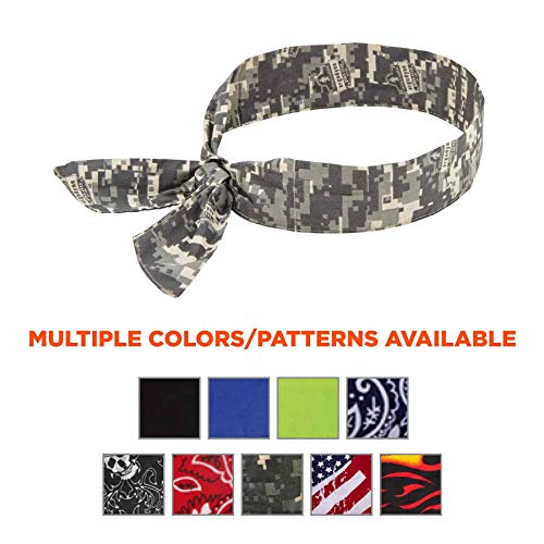 Image of Ergodyne Chill Its 6700 Cooling Bandana, Camouflage, Evaporative Polymer Crystals For Cooling Relief, Tie For Adjustable Fit