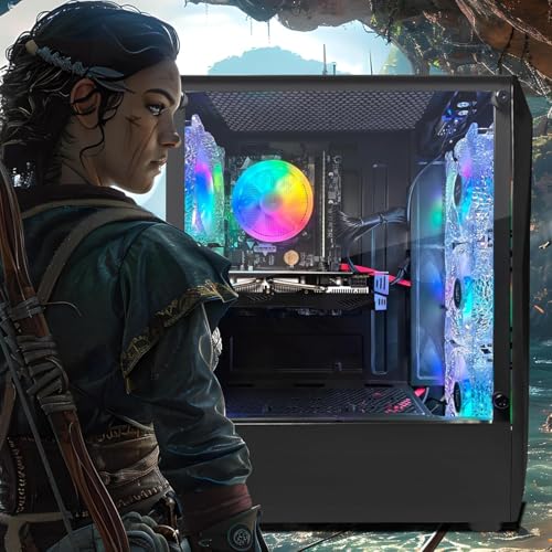 Image of STGAubron Gaming PC Desktop Computer, Intel Core i5-9400F up to 4.1GHz, Radeon RX 580 16G, 16G DDR4, 512GB SSD, WiFi 6 & BT 5.0, RGB Fan x 4, Windows 11 Home