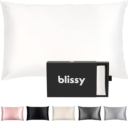 Blissy Funda de almohada de seda - 100% seda de morera pura - 22 Momme 6A fibras de alta calidad - Funda de almohada de seda para cabello y piel -
