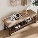XIAOQIAO Ławka na buty z drewna z klamrą w stylu retro, obszar wejściowy, regał na buty z poduszkami, koniec łóżka, stołek do przedpokoju, sypialni, salonu, styl vintage