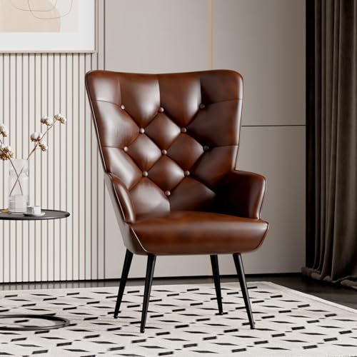 Aivermeil Sessel Wohnzimmer Einzelsofa Loungesessel modern Relaxsessel mit Metallfüßen, Samt, für Wohnzimmer Schlafzimmer, Bis 150 KG Braun
