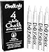 Lot de 4 Marqueurs Craie Blanche - Pointe Fine Réversible de 3mm - Chalkola Stylos Blancs Effaçable pour Tableau Noir, Album photo Scrapbooking, Vitres, Verres, Restaurants