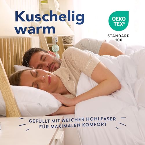 John Cotton New Way Bettdecke 200x200cm - Innovativ & Atmungsaktive Steppdecke für Allergiker | Oeko-Test Zert. Bettdecken | Ideal Schlafdecke für Frühling & Herbst | Microfaser Decke 200 x 200 cm