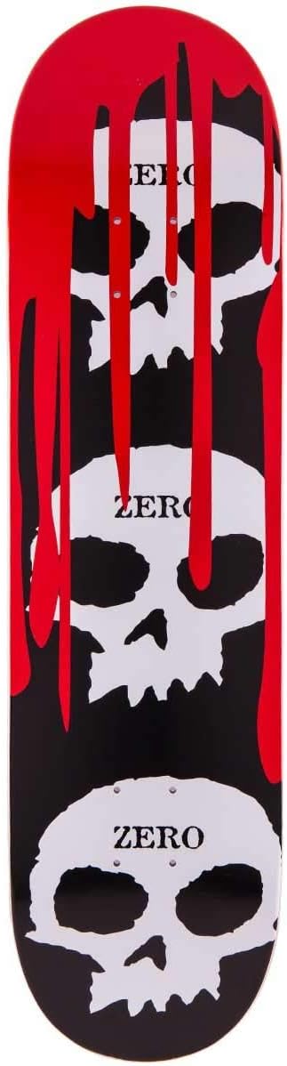 Zero Skateboards Deck 3 Skulls with Blood 8.25"