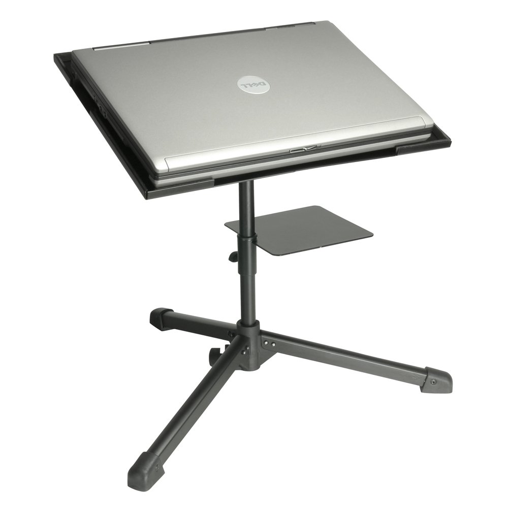 Adam Hall Stands SLT004 Laptopständer mit Interface Ablage für DJ schwarz