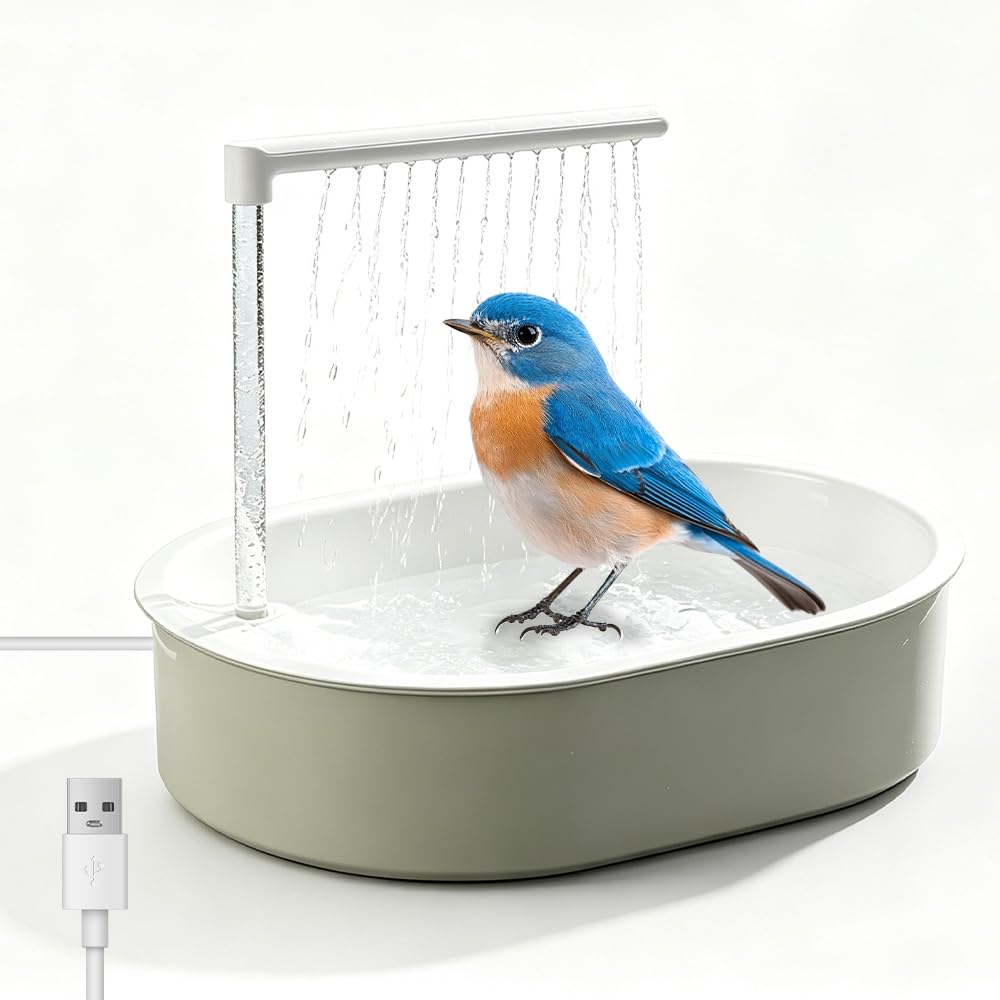 Wellensittich Dusche, Vogeldusche Wellensittich Automatische, Elektrische Wellensittich Badewanne, Vogel Dusche, Haustierbad mit Zirkulierender Wasserdusche, Multifunktionaler Vogeldusche (Grün)