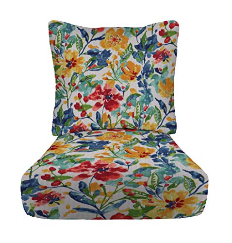 RSH DECOR: Deep Seating Cushion with Pillow Back | 24” x 24” Seat | All-Weather Spun Fabric | Water and Fade-Resistant | Outdoor Chair Cushion Set for Patio Furniture | Oakmont Hightown Festival