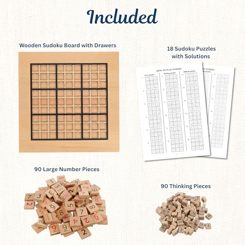 Juego de Mesa Sudoku en Madera con Fichas Numéricas y de Pensamiento - 11 pulgadas miniatura 5
