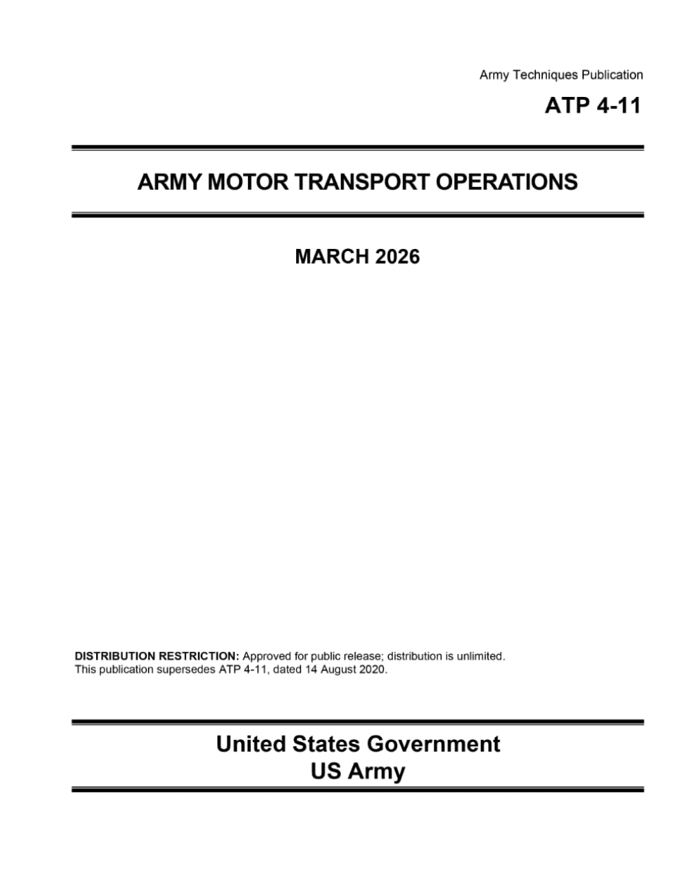 Army Techniques Publication ATP 4-11 Army Motor Transport Operations March 2026
