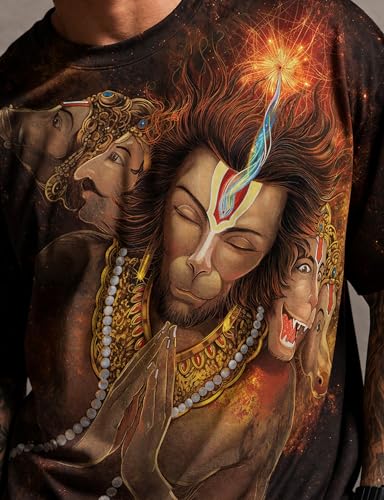 Image of STAND OUT All Over Printed Shiva, Krishna, Hanuman, Kali, Ram and Ravana, Ramayan, Bagavath Githa, Buddha Religious, Spiritual, Hindu Gods T-Shirts