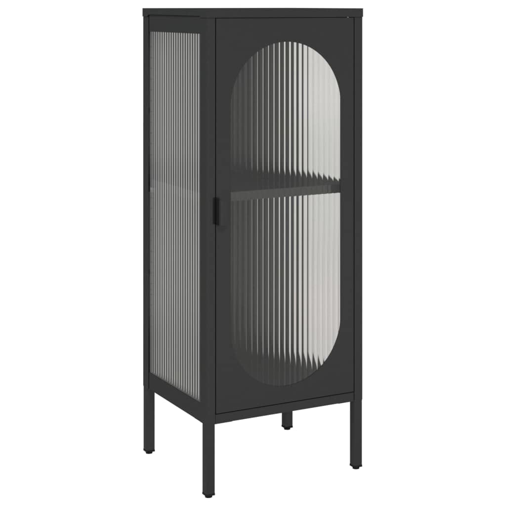 Vidaxl Sideboard Storage Cabinet Cupboard Side Cabinet Black Glass And Steel