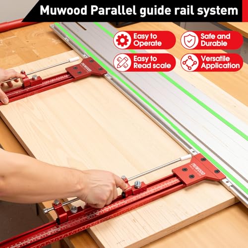Image of Track Saw Parallel Guide System for Woodworking Repeatable Rip Cuts for Track Saw Guide Rail Compatible with Festool, Makita, Milwaukee