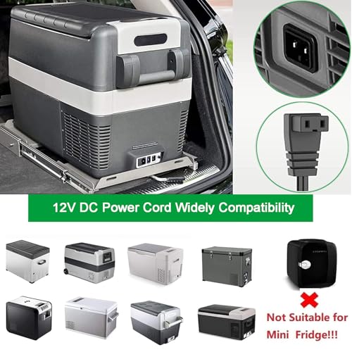 Image of DC Power Cord Cable for 12V Fridge Freezers with Threaded Socket Surface Mount Outlet, 12V /24V Car Fridge Cooler Power Supply Cables with 2-PIN Connector 12 Volt RV Portable Refrigerator