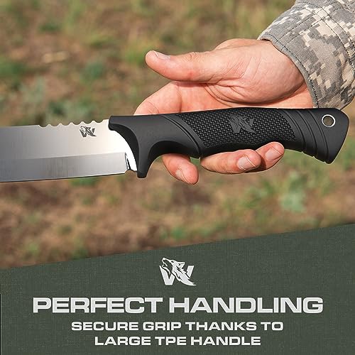 Image of ODENWOLF W Machete - Survival Machete Full Tang with Sheath - Strong D2 Steel Knife Machete for Cutting Trees, for Yard Work, and for Bushcrafting and Big Tactical Knife with TPE-Handle
