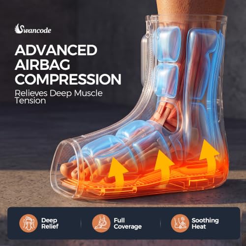 Image of Foot Massager with Air Compression and Heat, FSA Eligible HSA Portable Cordless Ankle and Calf Massager with 5 Modes & 5 Intensities, Lightweight Compression Boots for Muscle Relaxation (1PC)