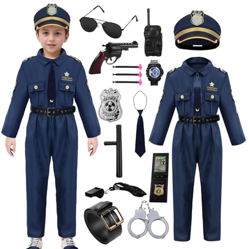 Polizistenkostüm Für Kinder – Set Mit Schwarzer Weste, Mütze Und Silbernem Abzeichen Aus Kunststoff, Perfekt Für Rollenspiele, Karneval, Weltbuchtag Oder Detektiv-Partys Polizistenkostüm Für Kinder – Set Mit Schwarzer Weste, Mütze Und Silbernem Abzeichen Aus Kunststoff, Perfekt Für Rollenspiele, Karneval, Weltbuchtag Oder Detektiv-Partys