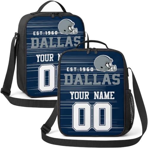 Image of Dallas Lunch Bag Custom Name and Number Personalized Gifts | Custom Personalized Lunch Box for Men Women